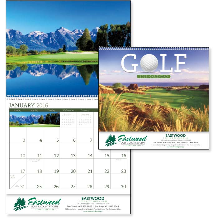 13 Month Golf Wall Calendar
