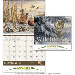 13 Month Wildlife Art Wall Calendar