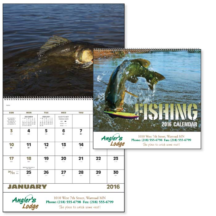 13 Month Fishing Wall Calendar