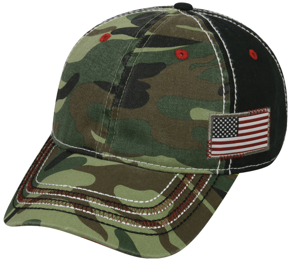 Outdoor Cap Unstructured Generic Camo Stars and Stripes