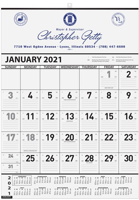 Black and White contractor wall calendar